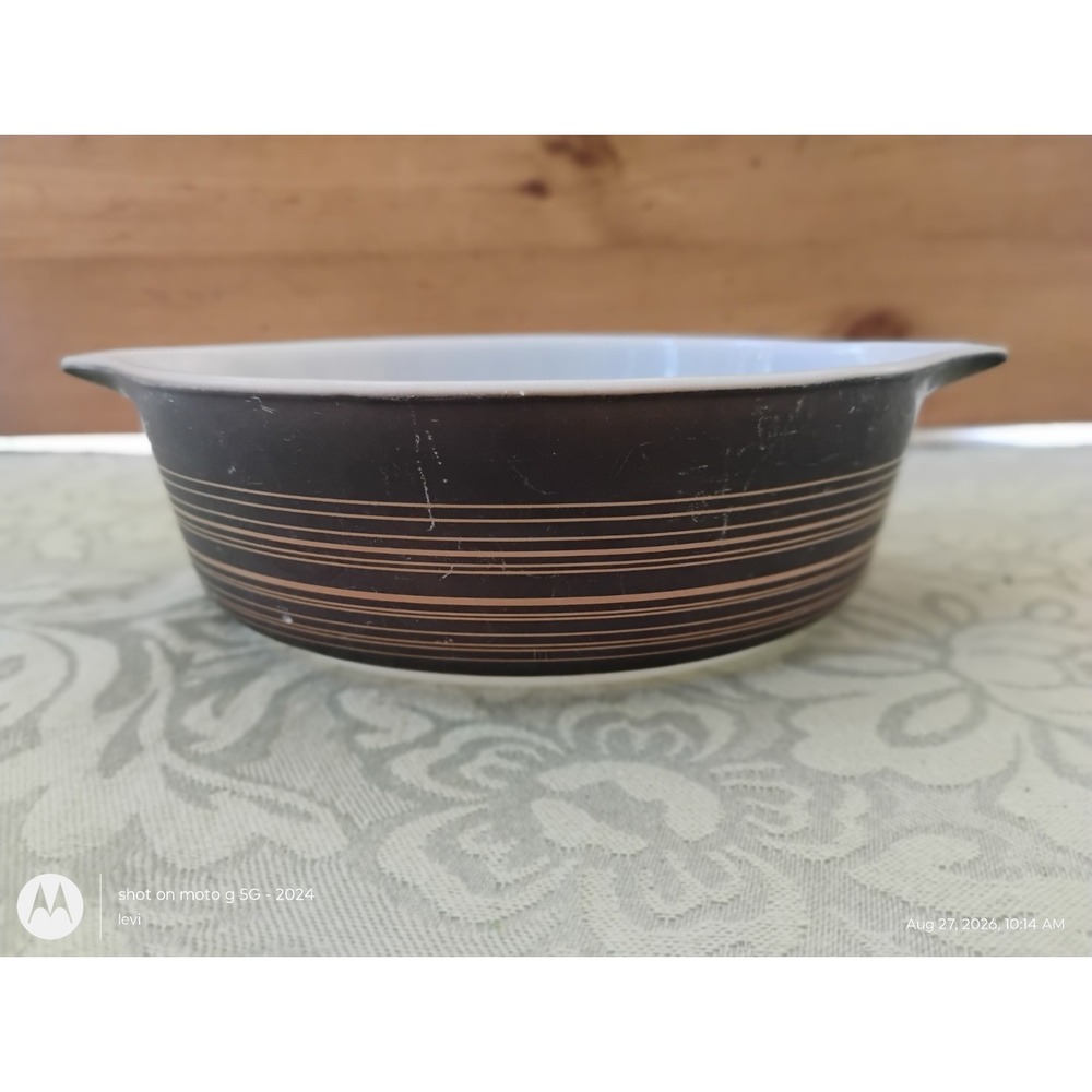 Vintage PYREX Terra Black & Brown Gold 1 Pt. Casserole Dish 471
